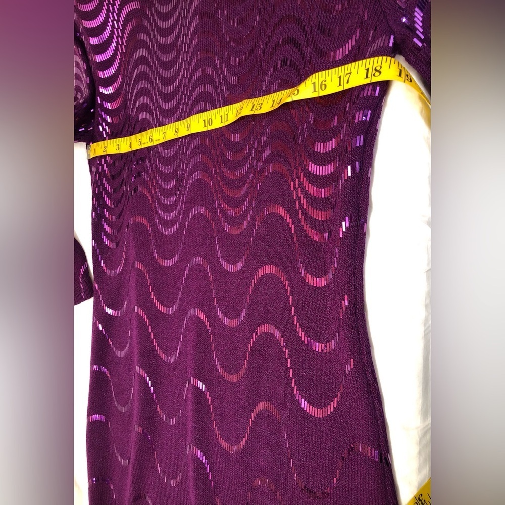 St. John Purple Knit Wave-Pattern Midi Dress - Picture 13 of 16
